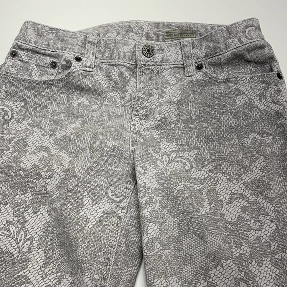 RALPH LAUREN Girls 14 (youth) Gray Floral Print BOWERY SKINNY Jeans